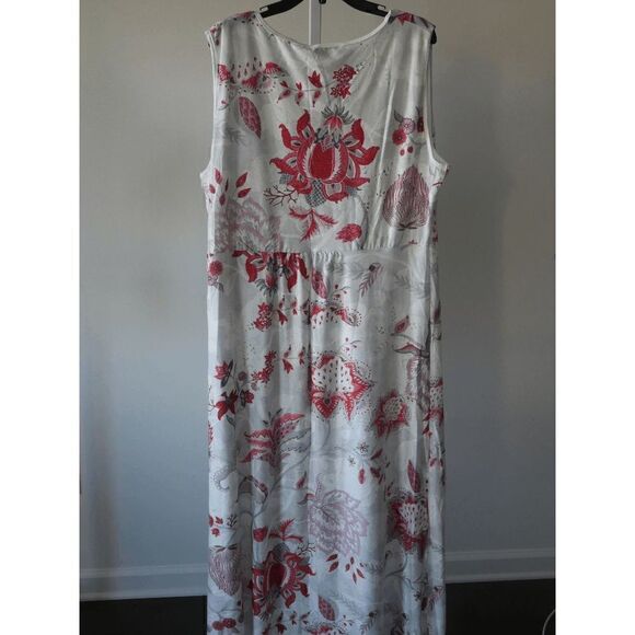 Women's Light Gray & Red Floral V-Neck Maxi Dress 2XL #2034-A3 - Picture 3 of 8